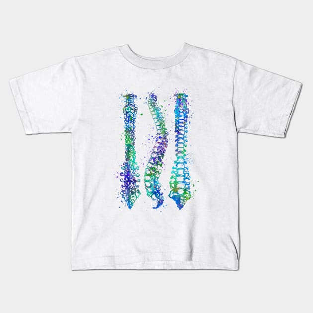 Human Spine Colorful Anatomy Artwork Kids T-Shirt by LotusGifts